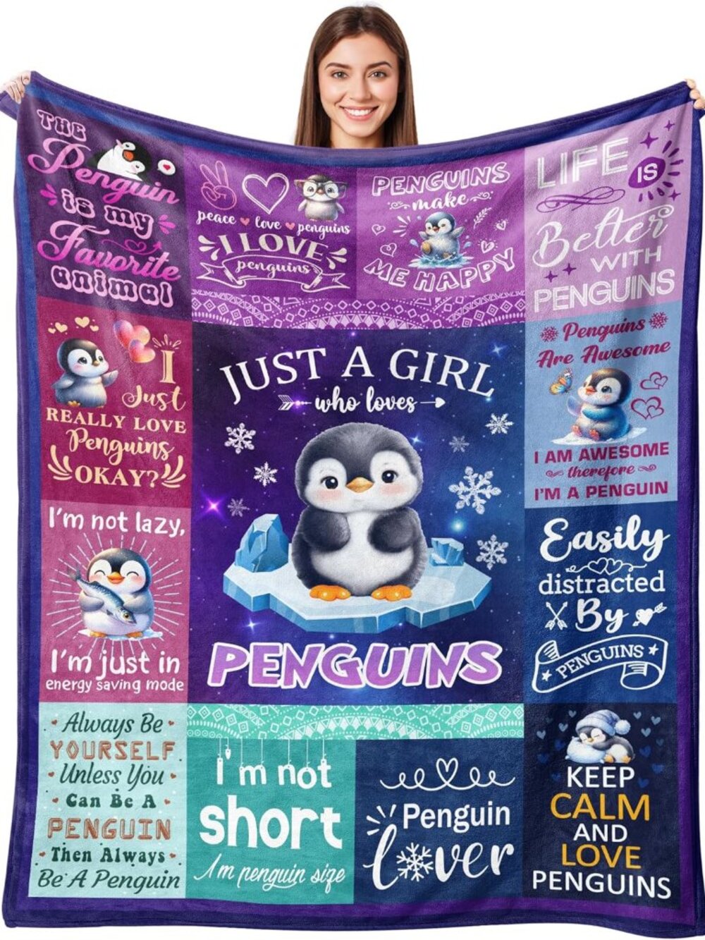 Penguin Blanket Gifts for Girls Women Penguin Lovers BirthdayDeco 80 x 60 NEW